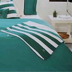 New, never used Lacoste Crocodile Green Bold Striped Cotton Throw